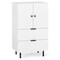 White Buffet Cabinet Storage with 2 Drawers Doors Raised Metal Legs